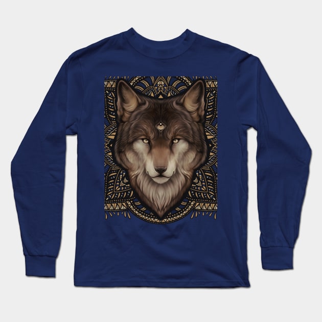 Wolf Mandala - Woke Wolf Long Sleeve T-Shirt by MonoMano